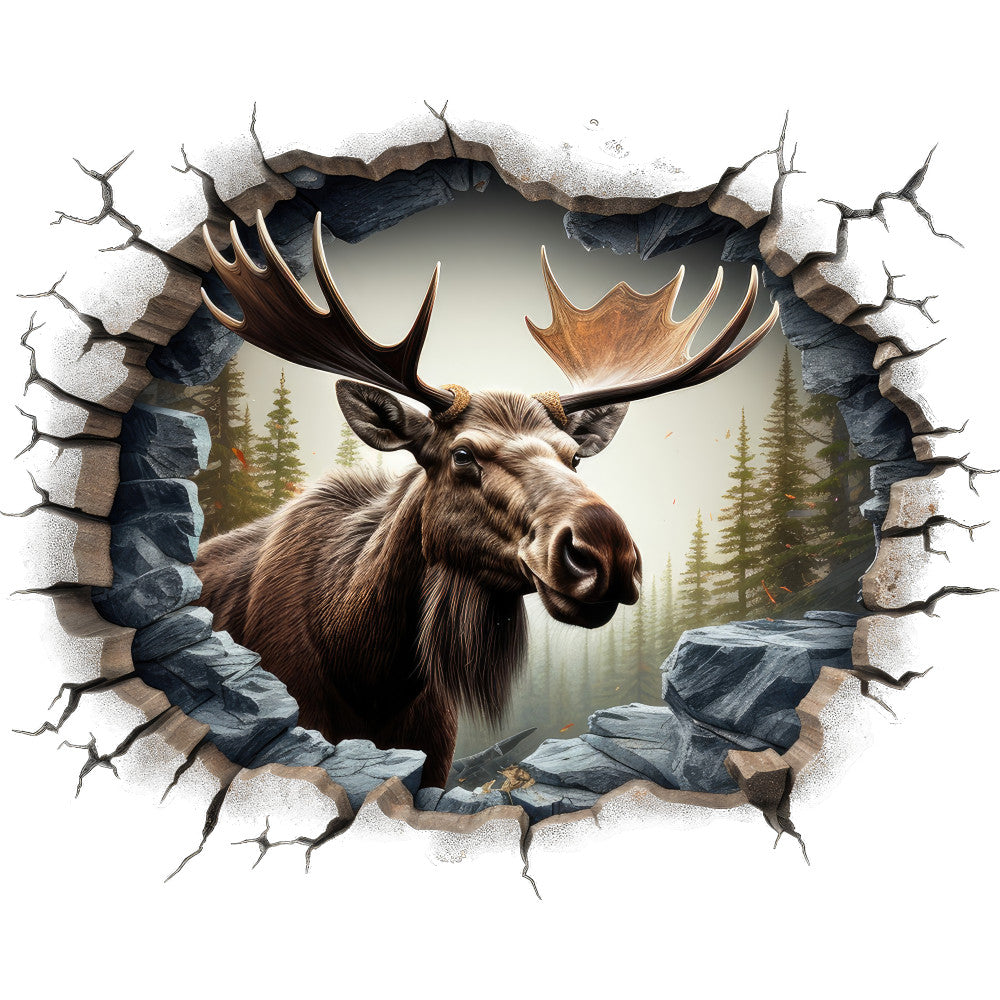 Moose Breaking Through Fabric Panel 9