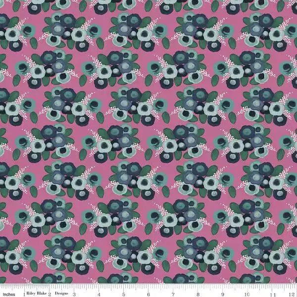 Morning Meadow - Roses - Orchid 44" / 45" Fabric Per Yard The Fabric Company