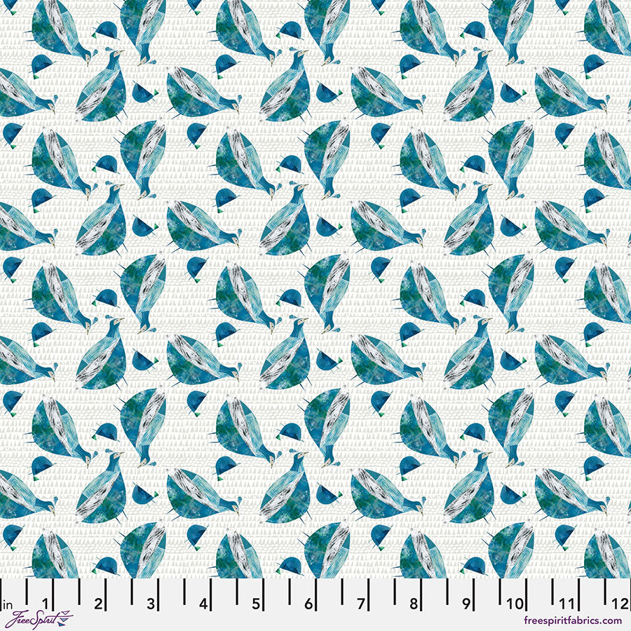 Mother and Chick Aqua Cotton 44"/45" Fabric Per Yard