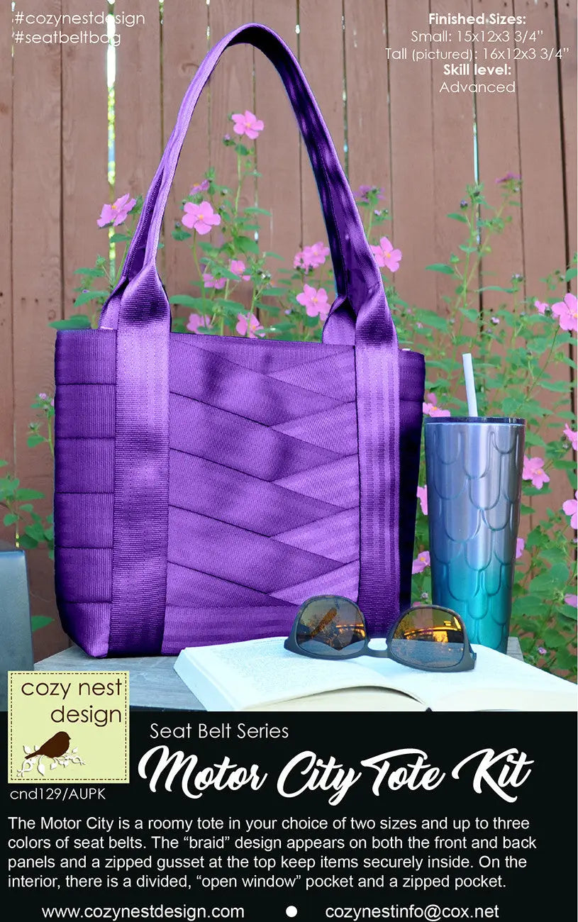 Motor City Seat Belt Tote Kit in Aubergine - Linda's Electric Quilters