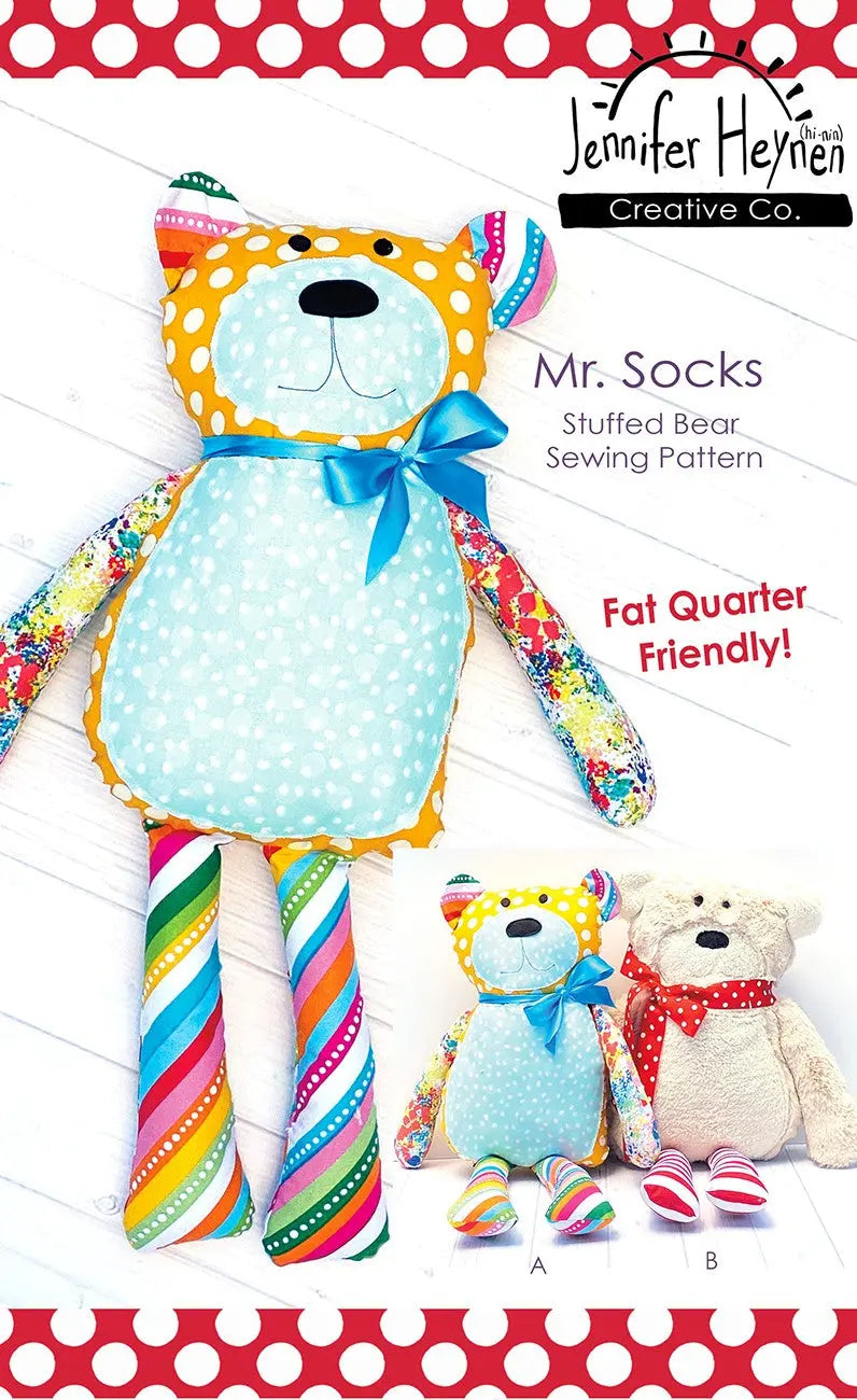 Mr. Socks Stuffed Bear Sewing Pattern - Linda's Electric Quilters
