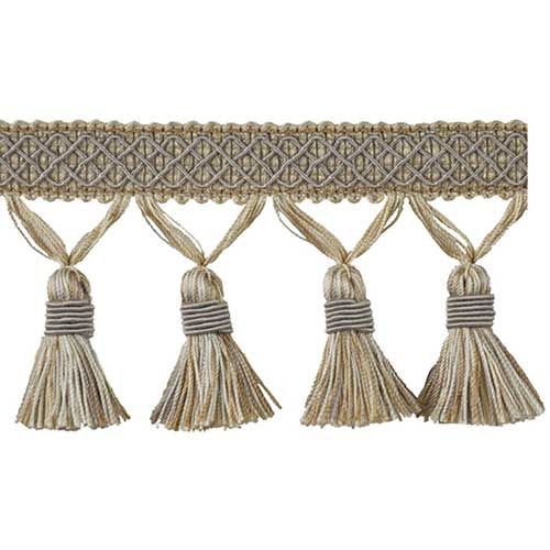 Mulberry Collection - 3 1/2" length TASSEL FRINGE (25 Yard Roll) - BF-4005-82/11 Taupe and Grey