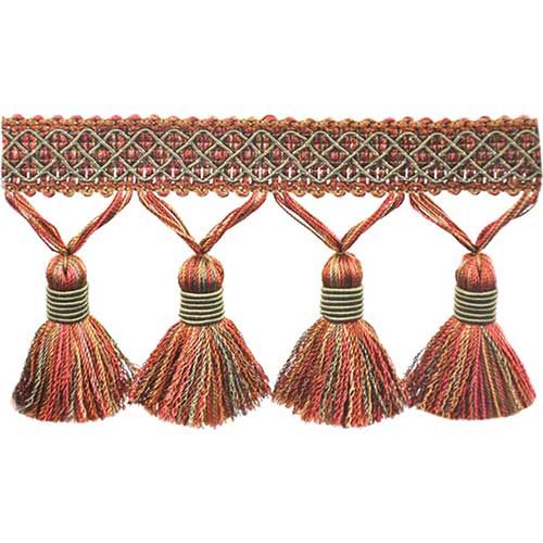 Mulberry Collection - 3 1/2" length TASSEL FRINGE (25 Yard Roll) - BF-4005-88/06 Dark Brick and Brown
