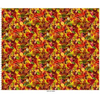 Multi All Fall Down Leaves Cotton Wideback Fabric per yard - Linda's Electric Quilters