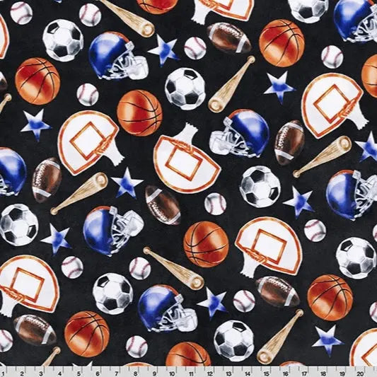 Sports Digital Cuddle Black - Linda's Electric Quilters