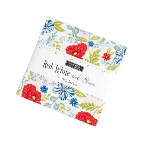 Multi Color Red White Bloom Charm Pack Precuts - Linda's Electric Quilters