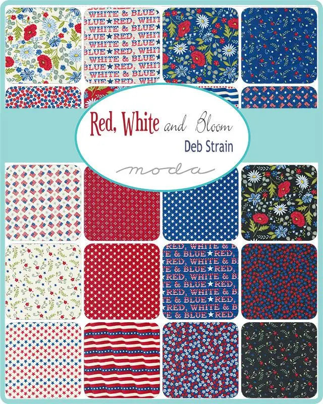 Multi Color Red White Bloom Charm Pack Precuts - Linda's Electric Quilters