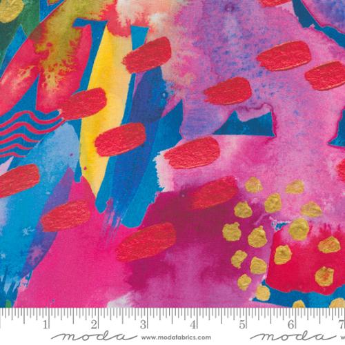 Multi Coming Up Roses Sapphire Cotton Wideback Fabric