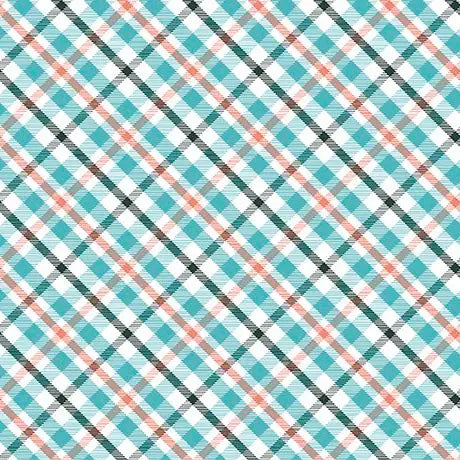 Multi Dahlias at Dusk Diagonal Check Cotton 44"/45" Fabric Per Yard