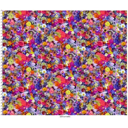 Multi Floral Kaleidoscope Cotton Wideback Fabric per yard - Linda's Electric Quilters