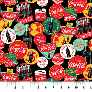 Multi Logos Coca-Cola Cotton 44"/45" Fabric Per Yard