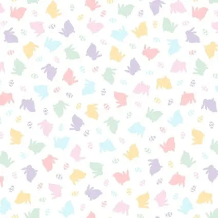 Multi Pastel Bunnies Cotton 43"/44" Fabric Per Yard EE Schenck Co