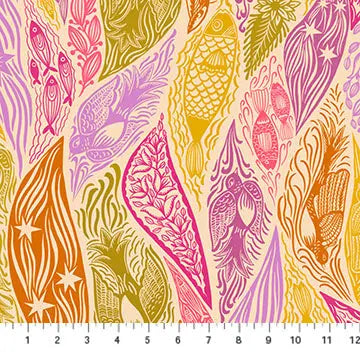 Multi Pink Shooting Star Water Current Cotton Wideback Fabric per yard Northcott