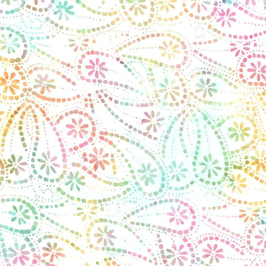 Multi Pixie Hippie Paisley Batik Cotton Wideback Fabric per yard Timeless Treasures