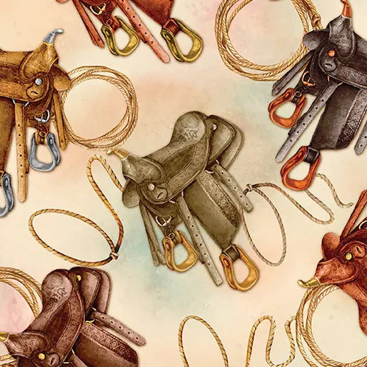 Multi Saddle Up Cotton 44"/45" Fabric Per Yard - Linda's Electric Quilters