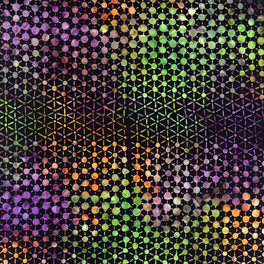 Multi Wicked Geo Floral Shapes XTonga Batik Cotton Wideback Fabric