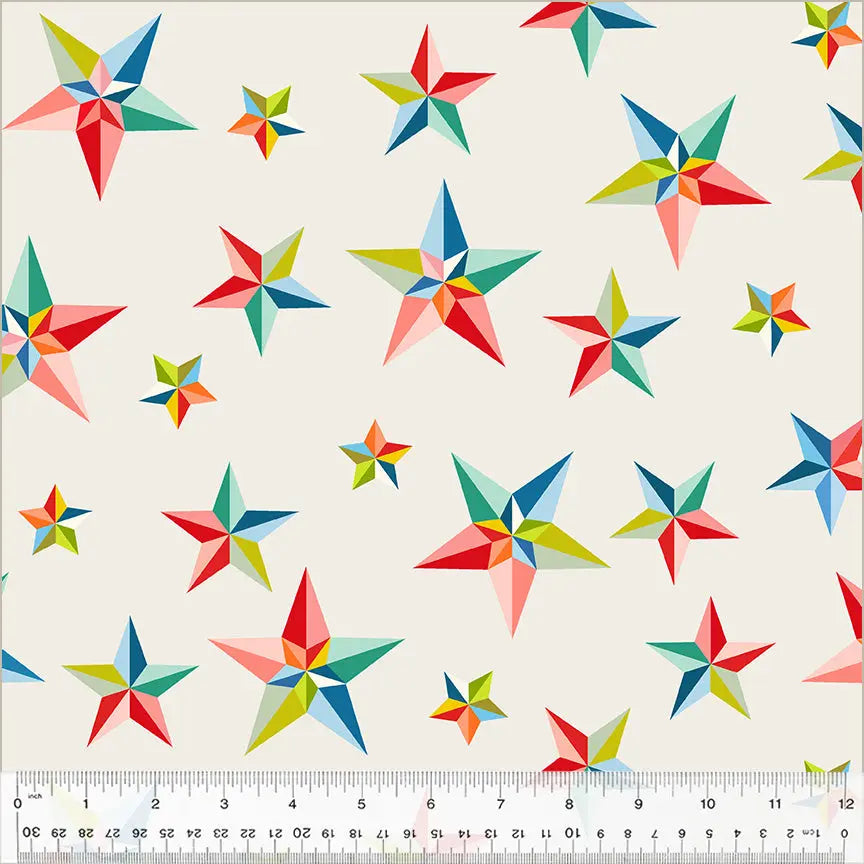 Multicolor Pinwheel Stars Cotton Wideback Fabric per yard - Linda's Electric Quilters