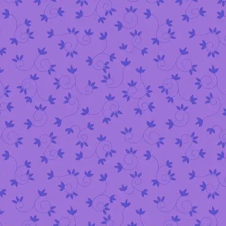 My Watercolor Garden - Scroll and Flower - Purple 44" / 45" Fabric Per Yard The Fabric Company