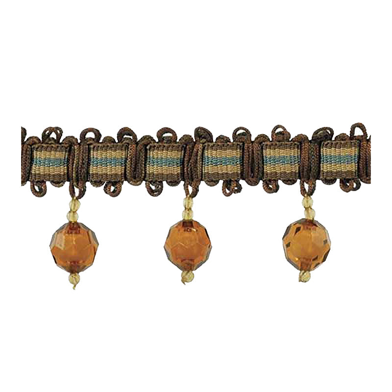 Mystique Collection - 2" length BEADED FRINGE (25 Yard Roll) - BF-4028-06/23 Brown and Teal
