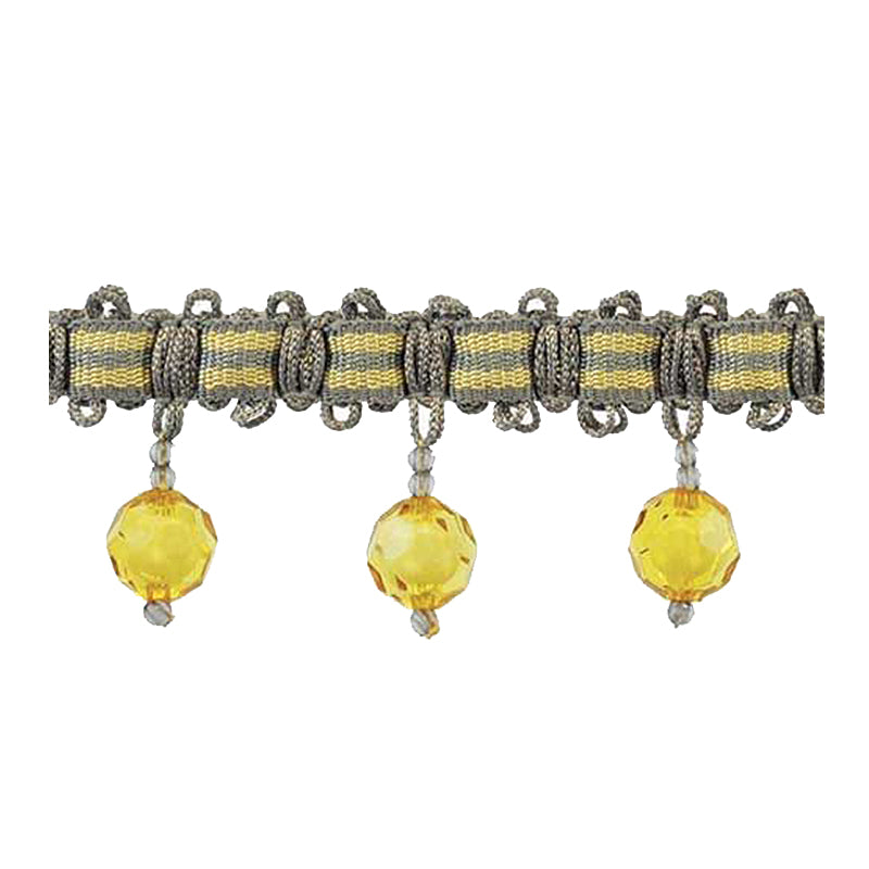 Mystique Collection - 2" length BEADED FRINGE (25 Yard Roll) - BF-4028-11/10 Grey and Gold