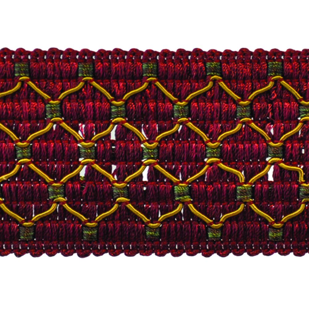 Mystique Collection - 2" width BRAID (25 Yard Roll) - BR-7028-17/38 Wine Red and Toffee