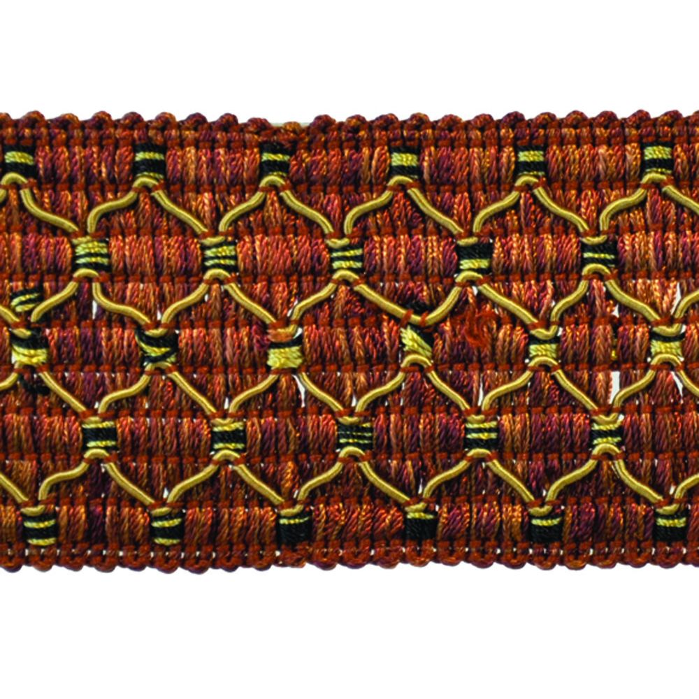 Mystique Collection - 2" width BRAID (25 Yard Roll) - BR-7028-88/02 Dark Brick and Gold