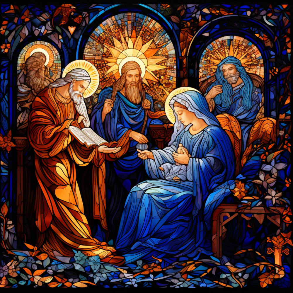 Nativity Stained Glass Fabric Panel 10