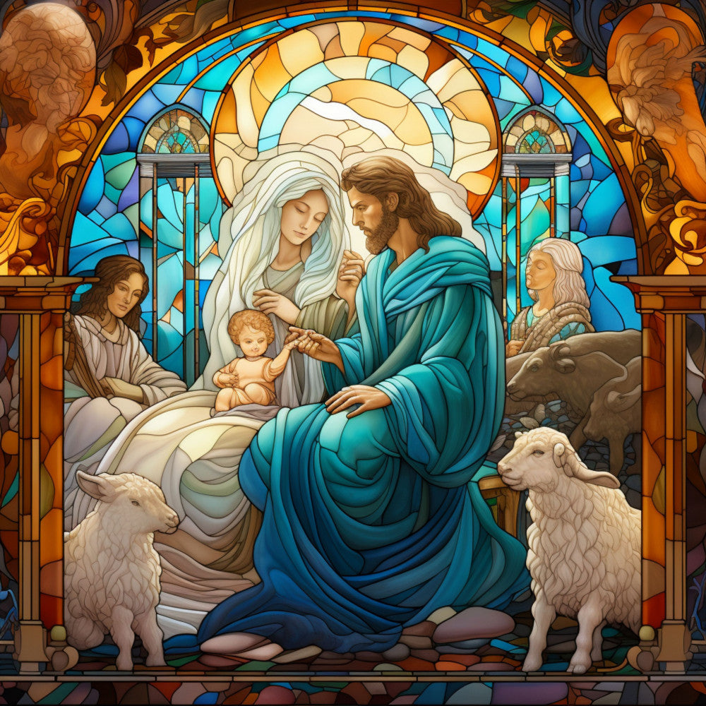Nativity Stained Glass Fabric Panel 11