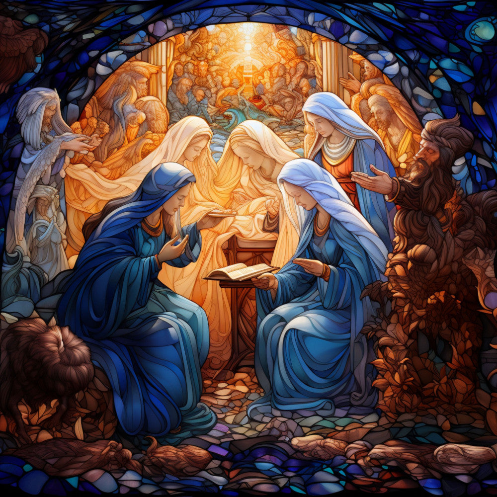 Nativity Stained Glass Fabric Panel 12