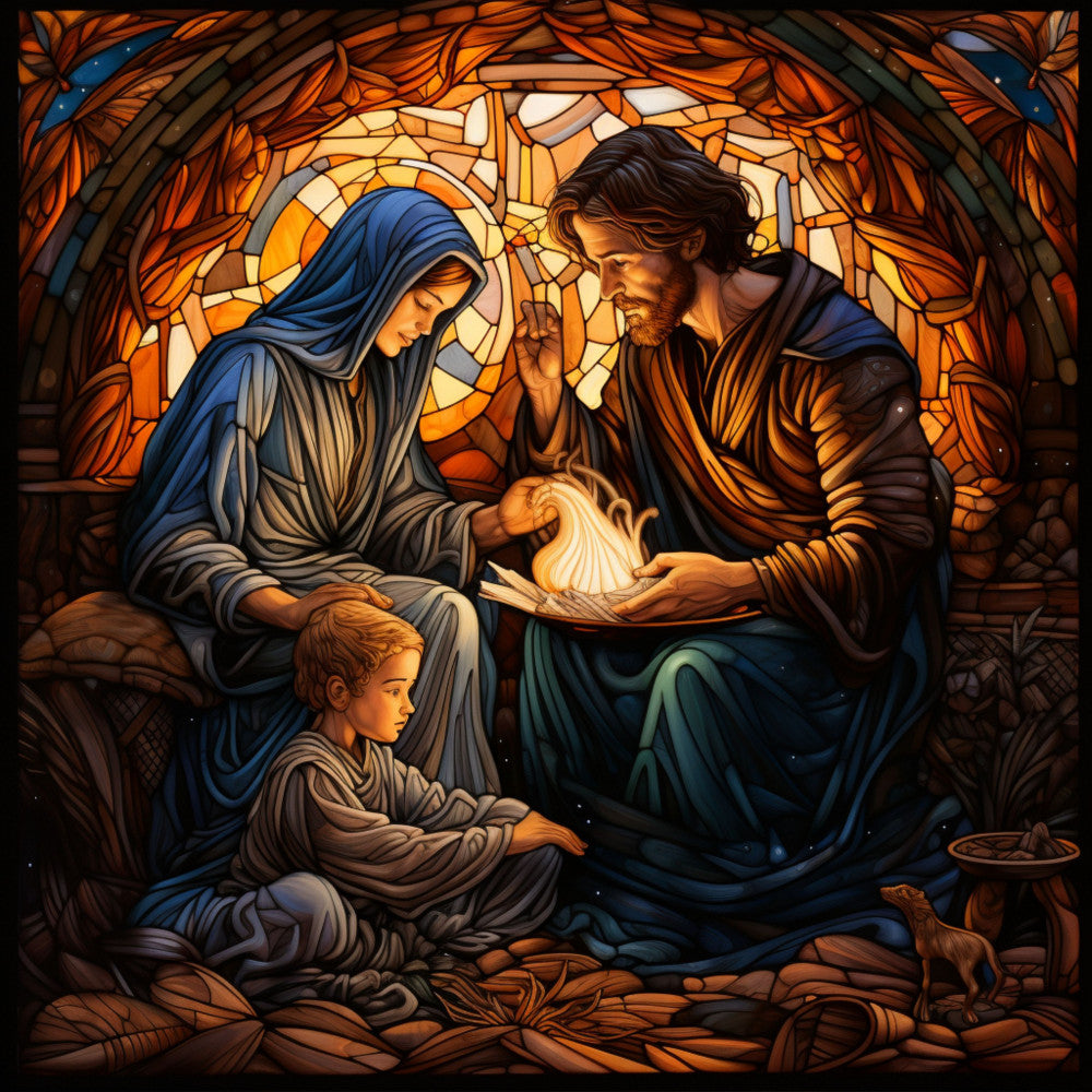 Nativity Stained Glass Fabric Panel 2