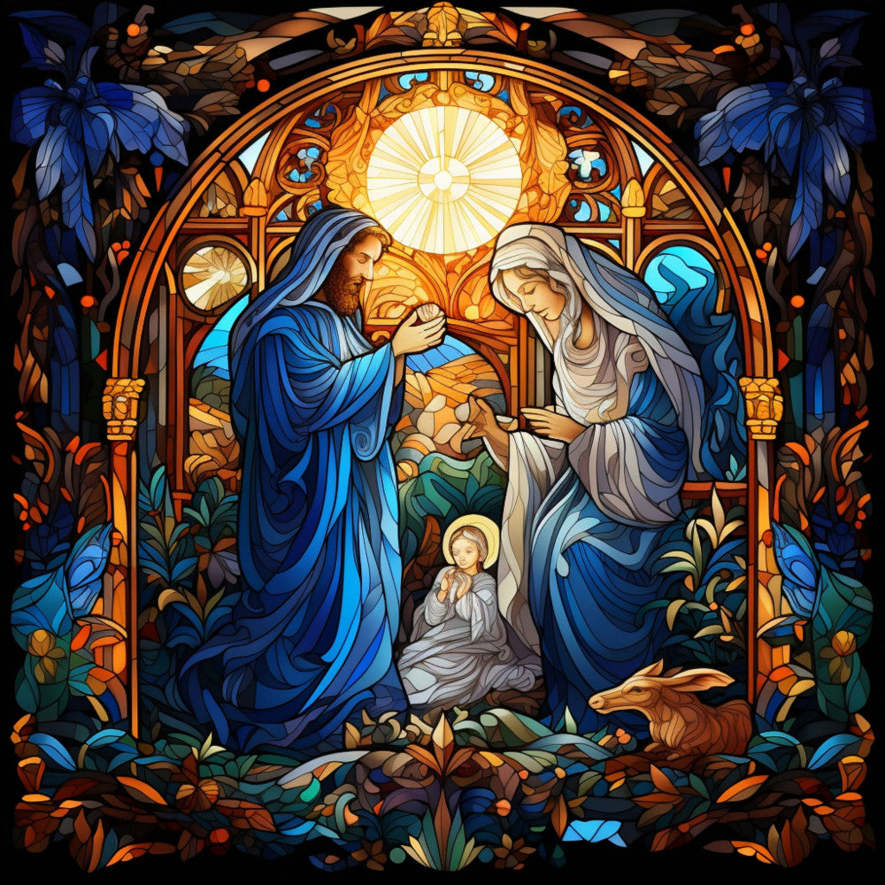 Nativity Stained Glass Fabric Panel 5