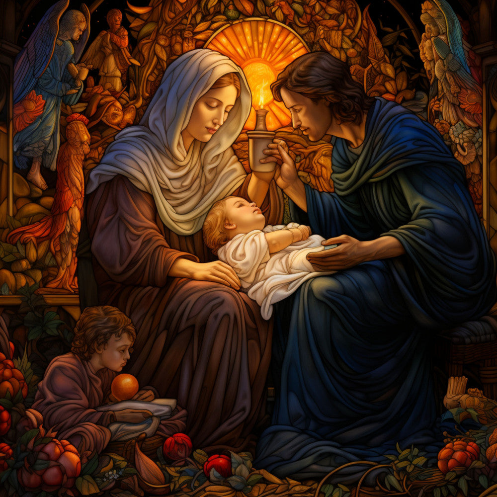 Nativity Stained Glass Fabric Panel 6
