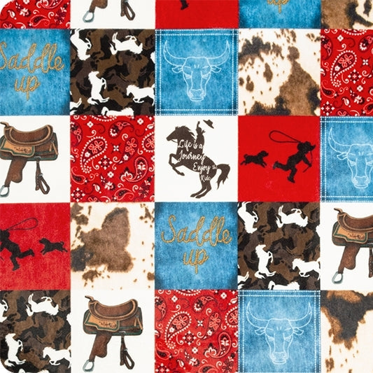 Natural Saddle Up Digital Cuddle 58/60" Fabric Per Yard