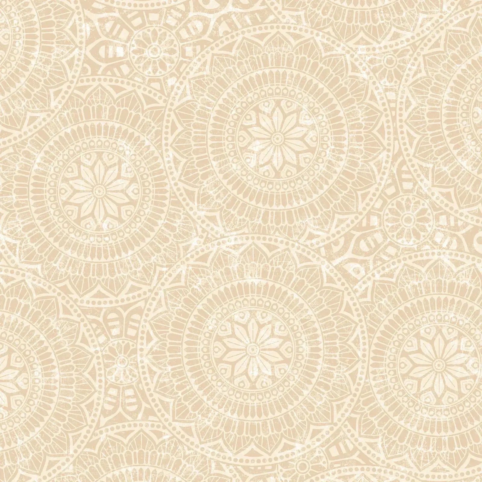 Natural Vespa Tossed Mandalas Cotton Wideback Fabric per yard EE Schenck Co
