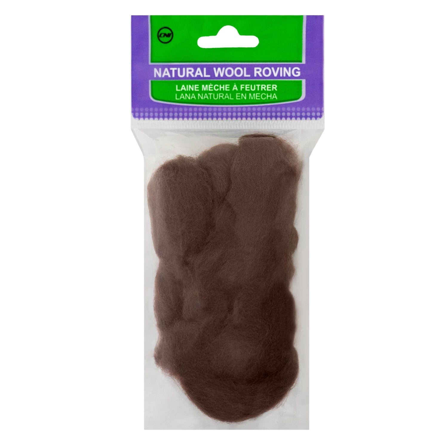 Natural Wool Roving (Brown)