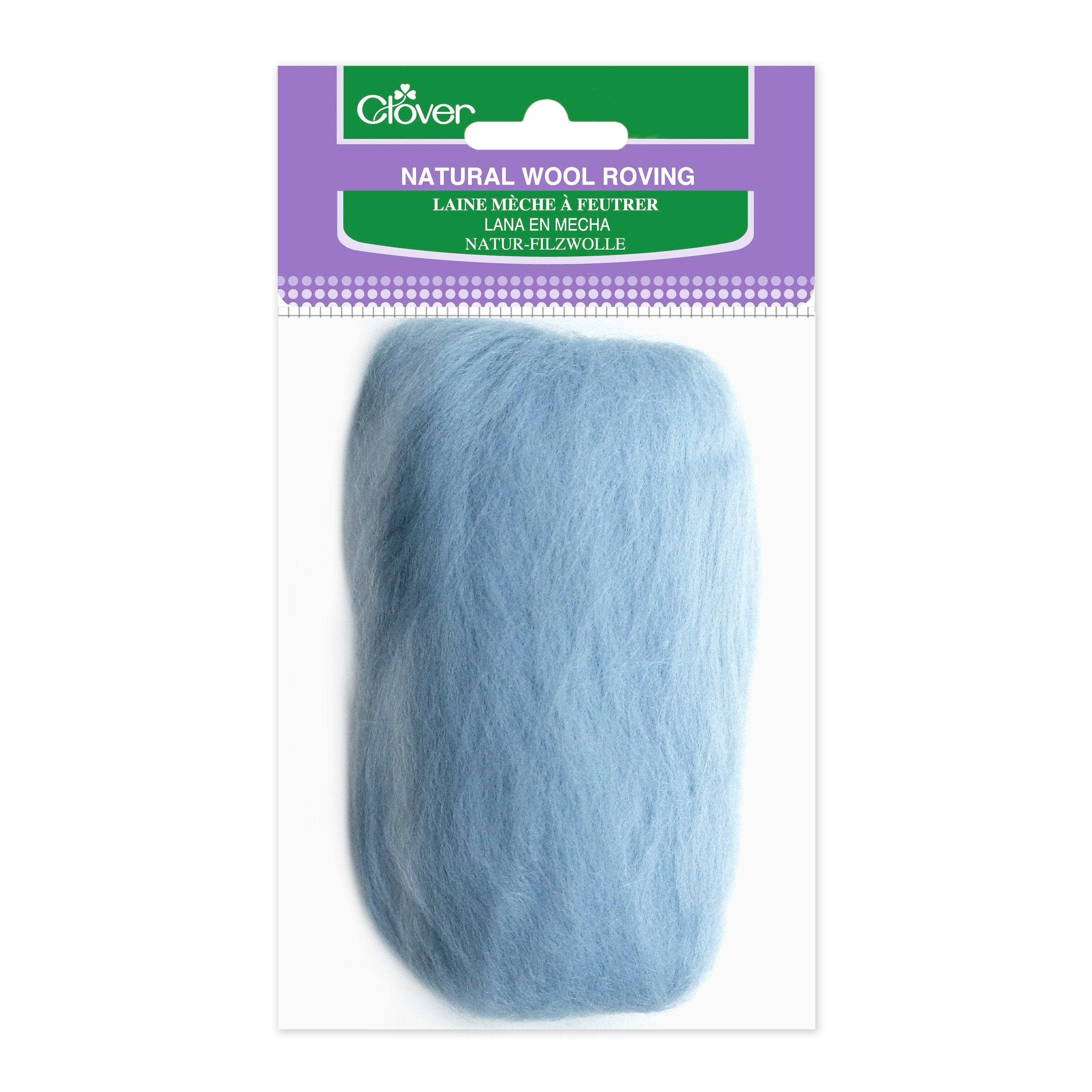 Natural Wool Roving (Light Blue)