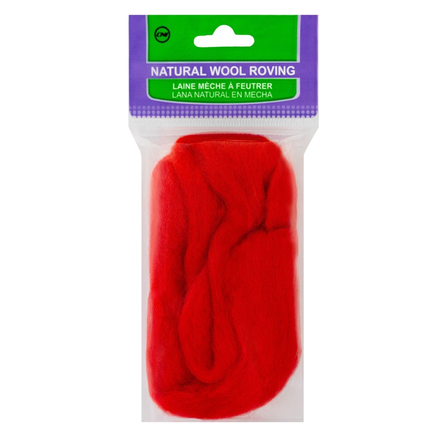 Natural Wool Roving (Red)