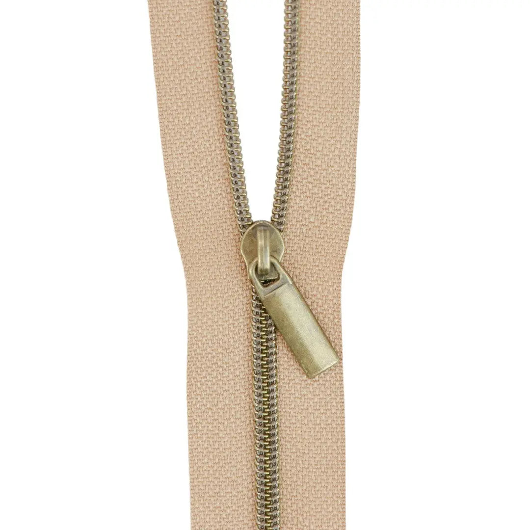 Natural #3 Nylon Antique Coil Zippers: 3 Yards with 9 Pulls - Linda's Electric Quilters