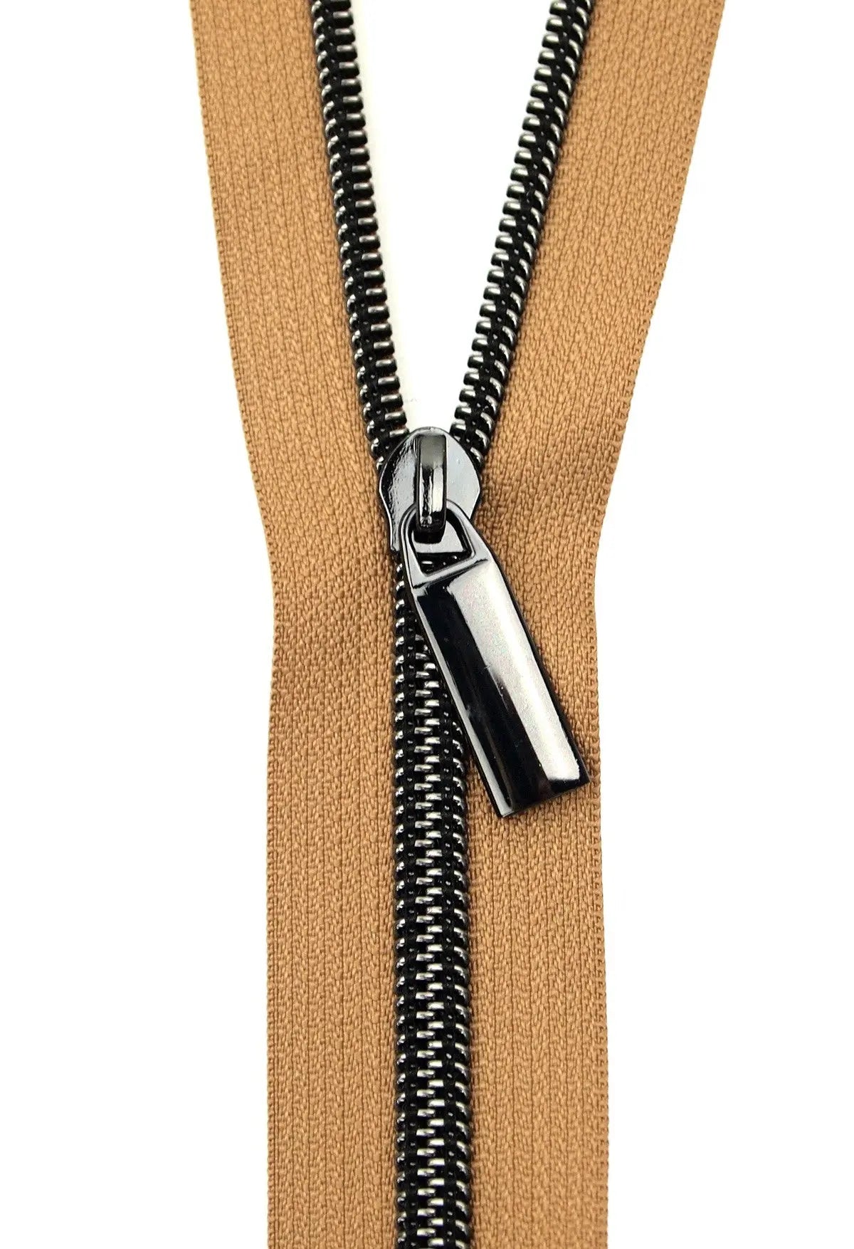 Natural #5 Nylon Gunmetal Coil Zippers: 3 Yards with 9 Pulls - Linda's Electric Quilters