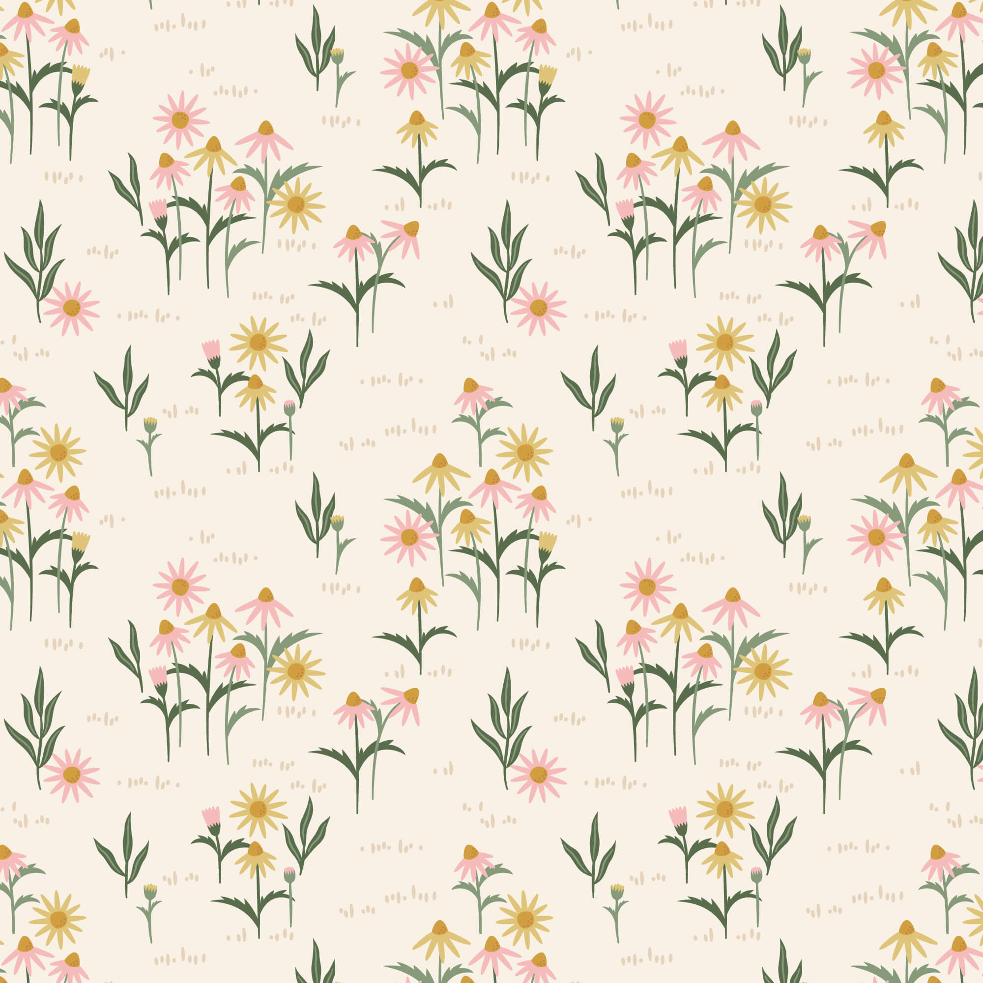 Naturally Wild Floral Field organic cotton quilting fabric by Ann Gardner for Cloud9 Fabrics, wildflower print, sold by the yard