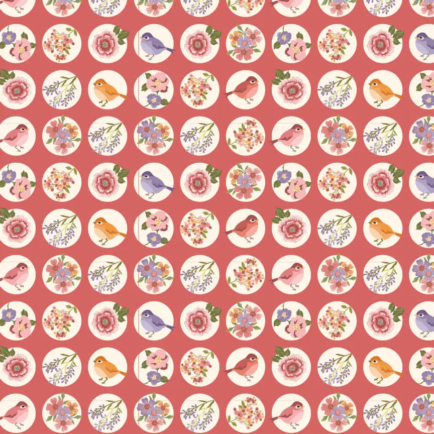 Nature Sings - Red 44" / 45" Fabric Per Yard The Fabric Company