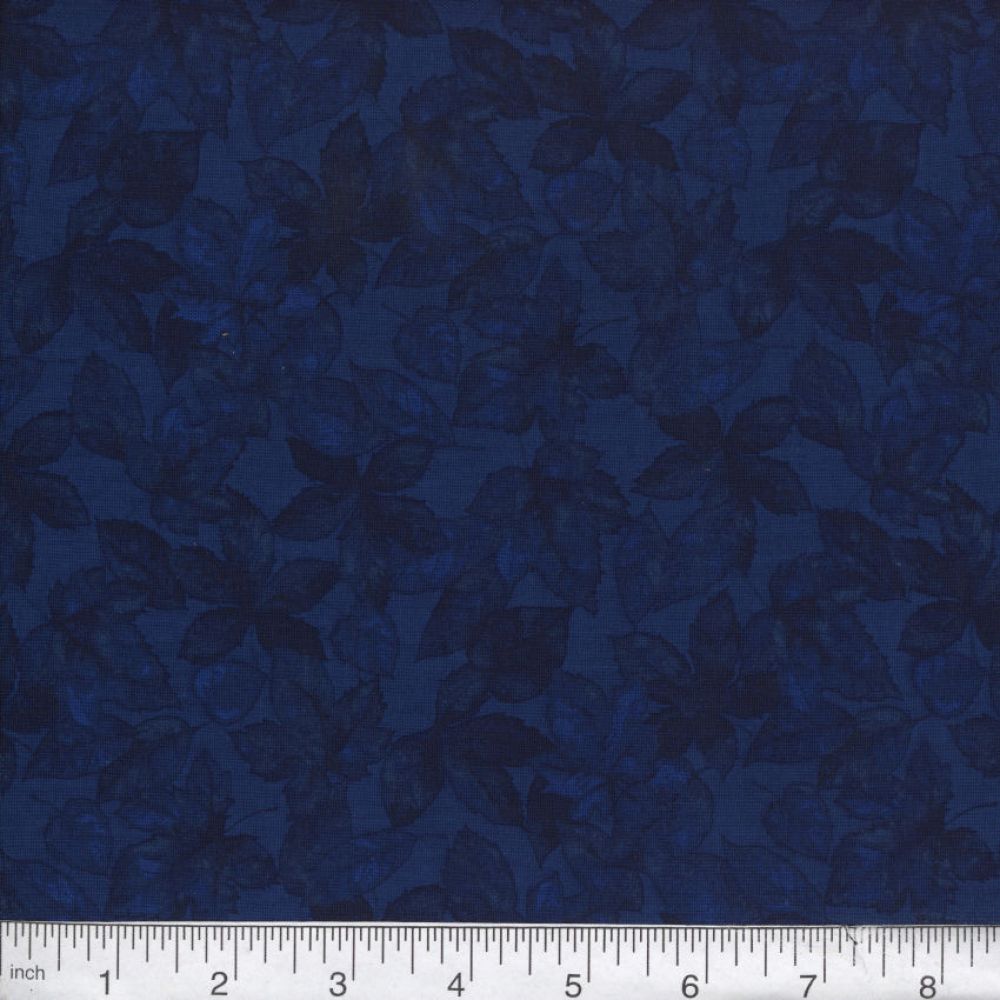 Navy Harvest Leaves 45" Wide Cotton Fabric Per Yard