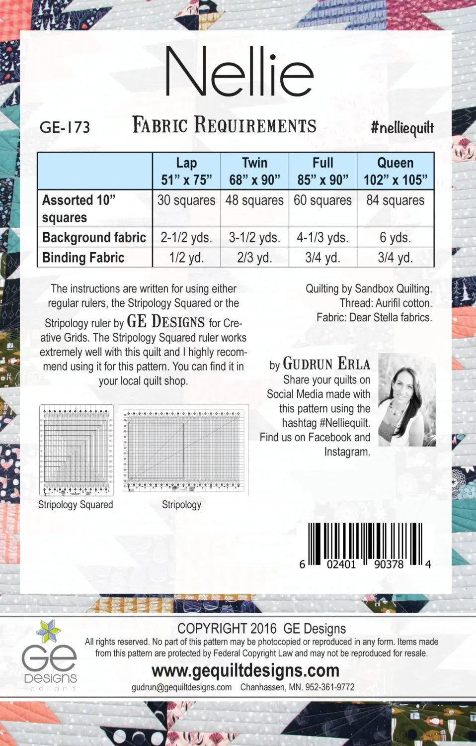 Nellie 10" Square Pattern 173 GE Designs