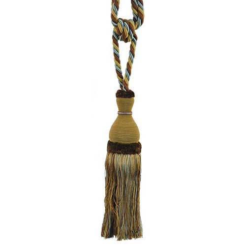 Newport Collection - 10-inch Single Tassel Tieback - BT-6004-83-03 Bronze and Light Blue