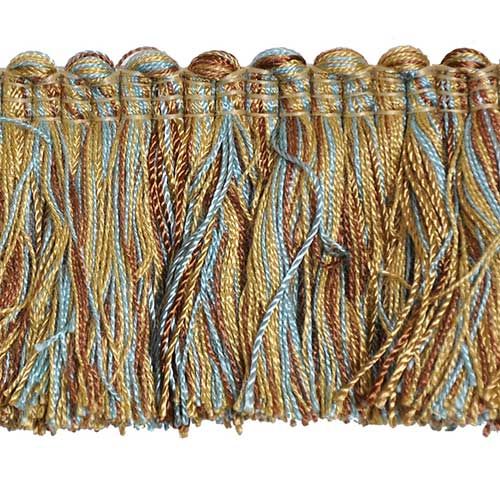 Newport Collection 2" Brush Fringe (25 YD ROLL) in Bronze/Light Blue - BF-4008-83-03