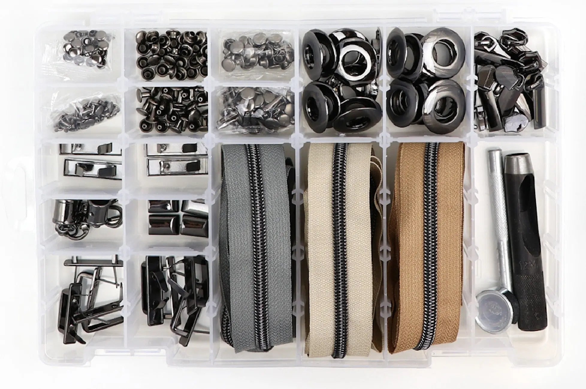 Next Level Hardware & Zipper Set Gunmetal - Linda's Electric Quilters
