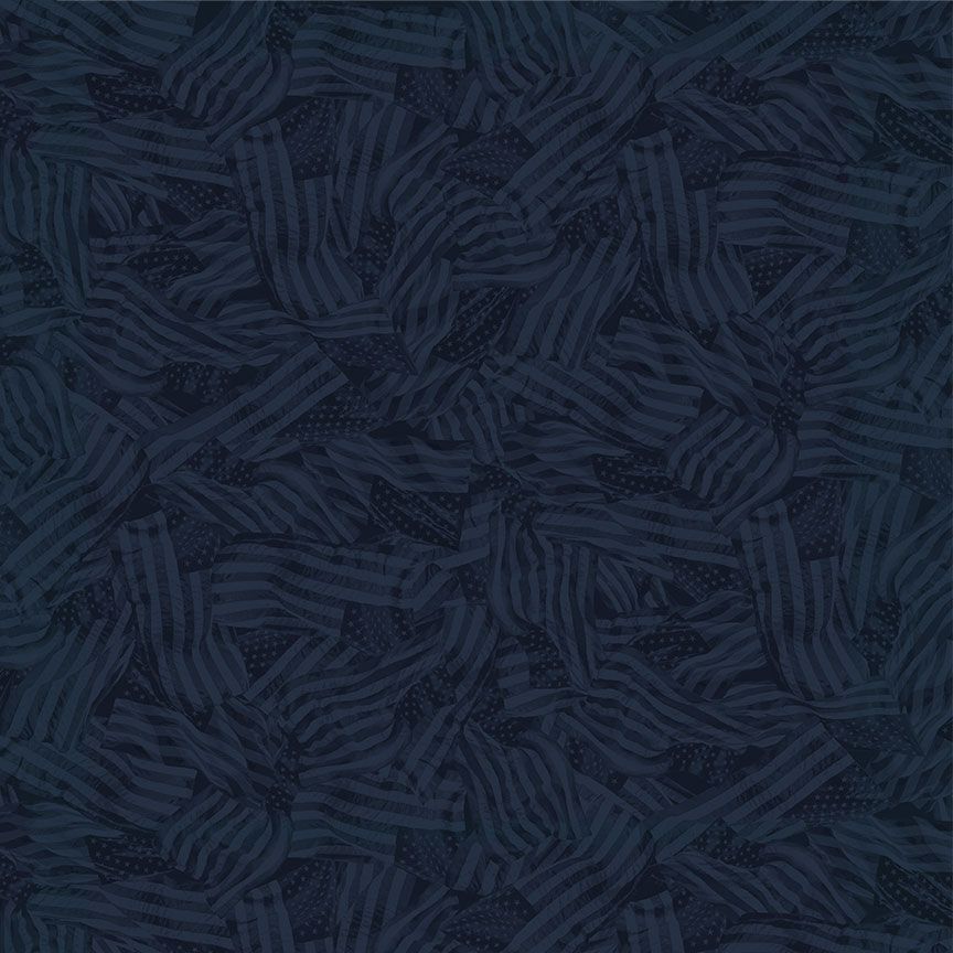 Night Wavy Tonal Flags Path to Freedom Cotton 44"/45" Fabric Per Yard