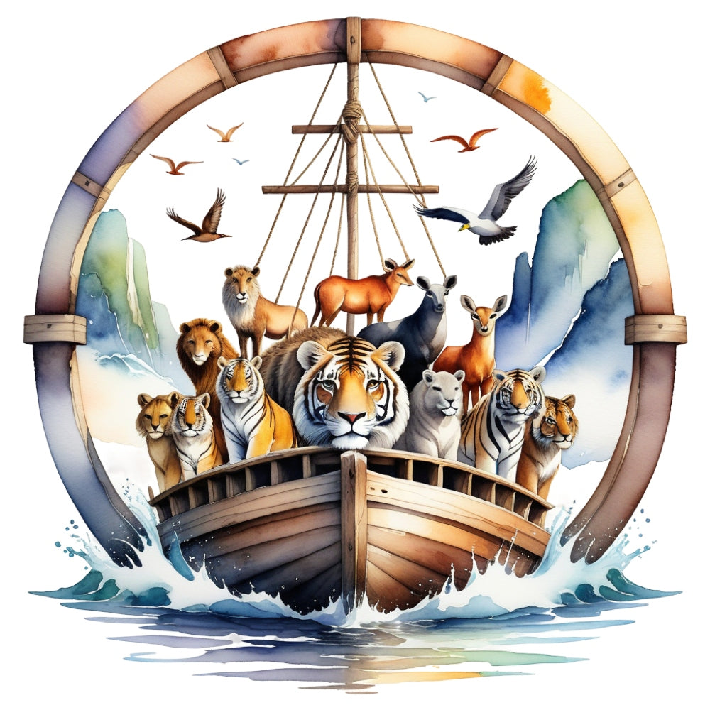 Noah's Ark Round Fabric Panel 16 QuiltingFabricPanels