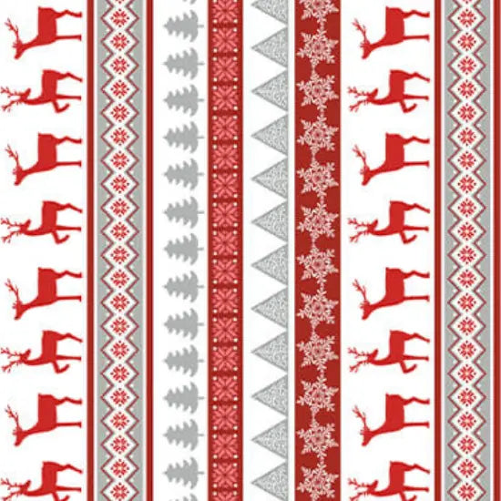 Nordic Cabin - Deer Stripe - Red 44" / 45" Fabric Per Yard The Fabric Company
