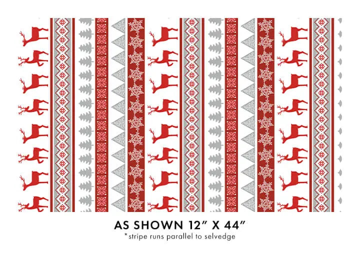 Nordic Cabin - Deer Stripe - Red 44" / 45" Fabric Per Yard The Fabric Company